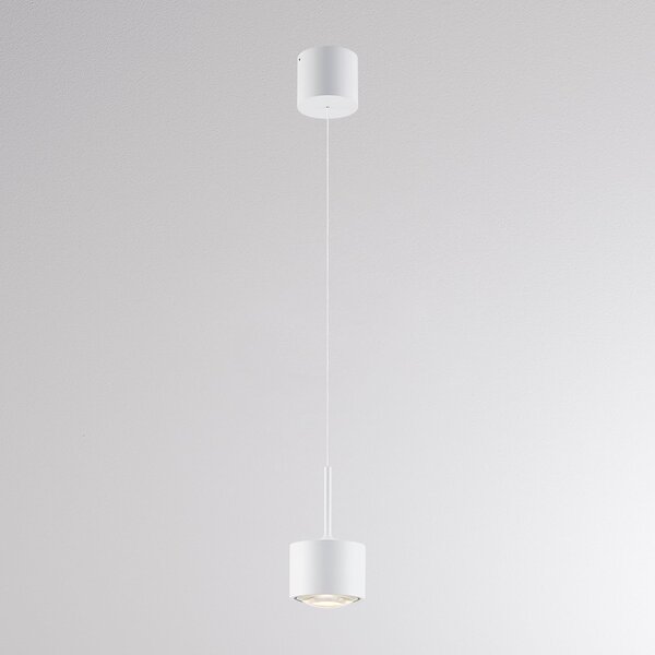 Molto Luce Lampă suspendată LED MAG MINI, albă, Ø 9 cm, CCT, dimabilă, metal, reglabil, Alb, Camera de zi / sufragerie, Aluminiu, Modern
