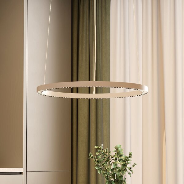 Molto Luce Lampă suspendată LED PERFORA PRO M, Ø 66 cm, albă, DALI up/down, CCT, reglabil, Alb, Camera de zi / sufragerie, Aluminiu, Modern