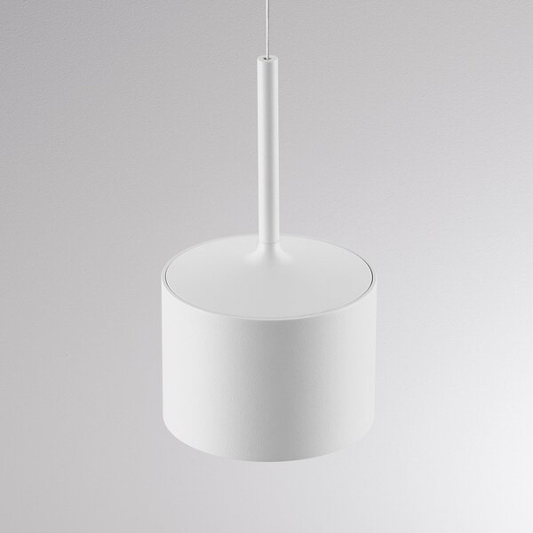 Molto Luce Lampă suspendată LED MAG MINI, albă, Ø 9 cm, CCT, dimabilă, metal, reglabil, Alb, Camera de zi / sufragerie, Aluminiu, Modern