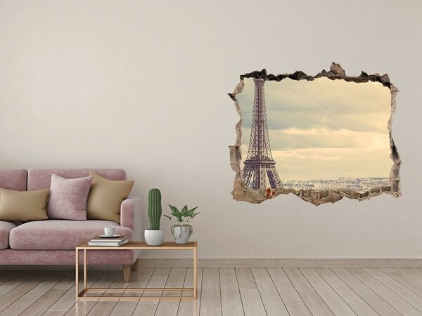 Fototapet 3D gaură în perete Turnul Eiffel din Paris