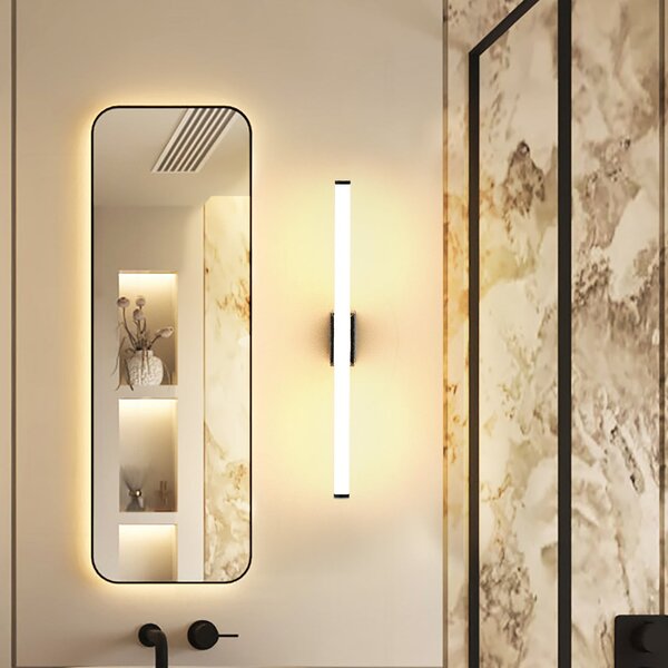 Molto Luce Aplică de perete LED VINA S, negru, lățime 40 cm, IP44, CCT, Negru, Baie, Aluminiu, Modern