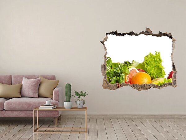 Fototapet 3D gaură în perete Fructe și legume într-o gaură în perete