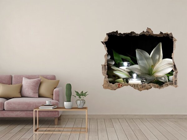 Autocolant de perete gaură 3D O oază florală de pace