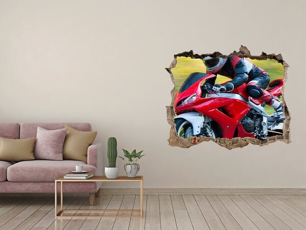 Fototapet 3D gaură în perete Motocicletă în acțiune