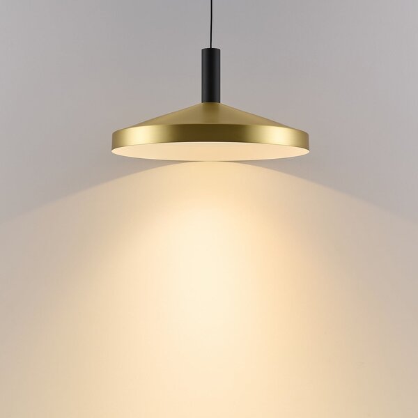 Molto Luce Lampă suspendată LED LORA III, alamă, Ø 36 cm, dimabilă, 40° CCT, reglabil, Auriu / Alamă, Camera de zi / sufragerie, Metal, Modern