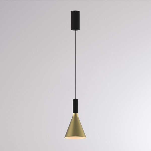 Molto Luce Lampă suspendată LED LORA I, alamă, Ø 15 cm, dimabilă, 40°, CCT, reglabil, Auriu / Alamă, Camera de zi / sufragerie, Metal, Modern