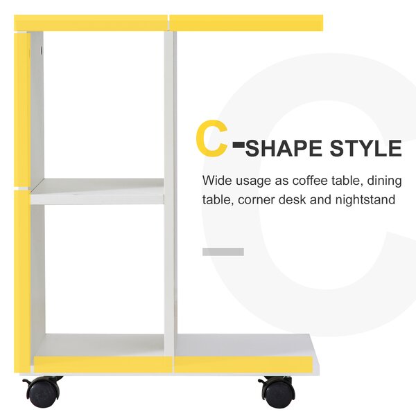 HOMCOM Masa Livingroom cu 2 rafturi deschise si 4 roti pivotante, PAL, 45x35x58cm, alb | Aosom Romania