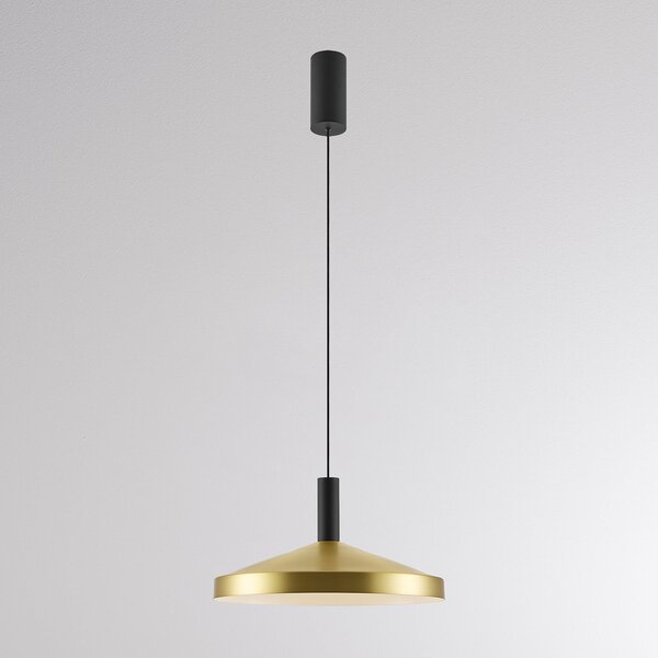 Molto Luce Lampă suspendată LED LORA III, alamă, Ø 36 cm, dimabilă, 40° CCT, reglabil, Auriu / Alamă, Camera de zi / sufragerie, Metal, Modern