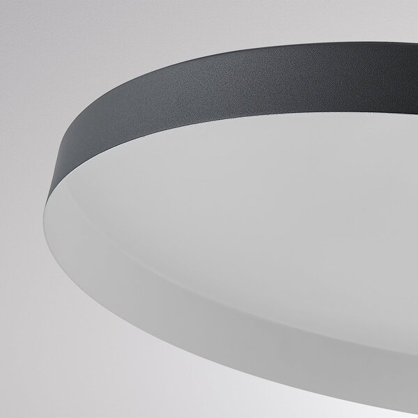 Molto Luce Lampa suspendată cu șină LED LORA III, negru, Ø 36 cm, 40°, CCT, trifazic, Negru, Camera de zi / sufragerie, Metal, Modern, Sistem de șine