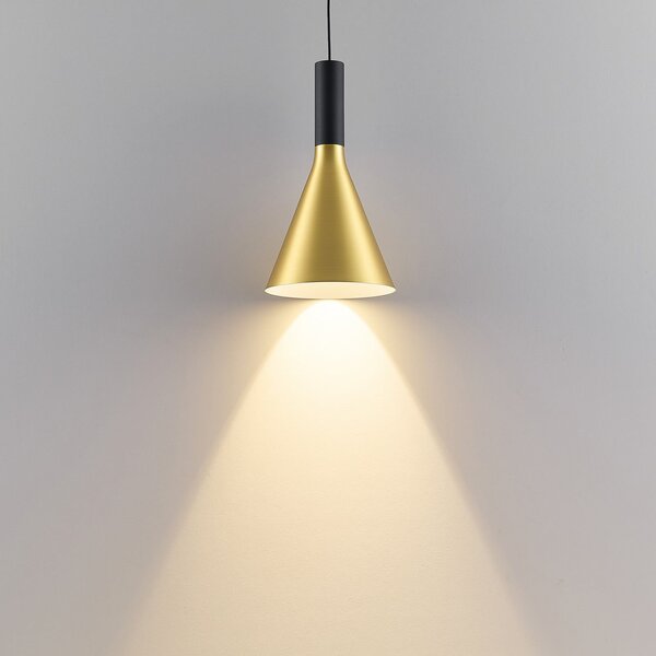 Molto Luce Lampa suspendată cu șină LED LORA I, alamă, Ø 15 cm, 40°, CCT, trifazată, Auriu / Alamă, Camera de zi / sufragerie, Metal, Modern, Sistem de șine