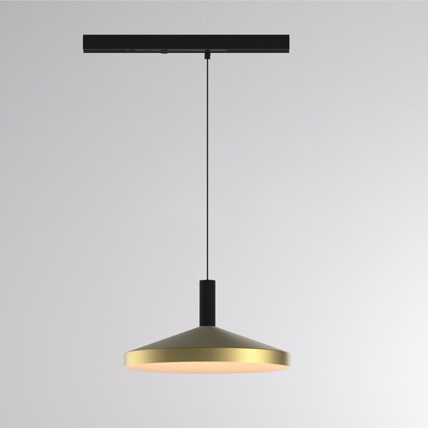 Molto Luce Lampa suspendată cu șină LED LORA III, alamă, Ø 36 cm, 40°, CCT, trifazată, Auriu / Alamă, Camera de zi / sufragerie, Metal, Modern, Sistem de șine