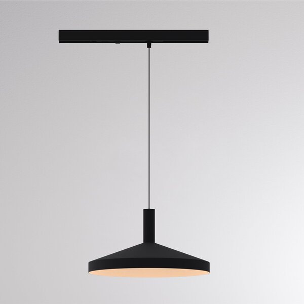 Molto Luce Lampa suspendată cu șină LED LORA III, negru, Ø 36 cm, 40°, CCT, trifazic, Negru, Camera de zi / sufragerie, Metal, Modern, Sistem de șine