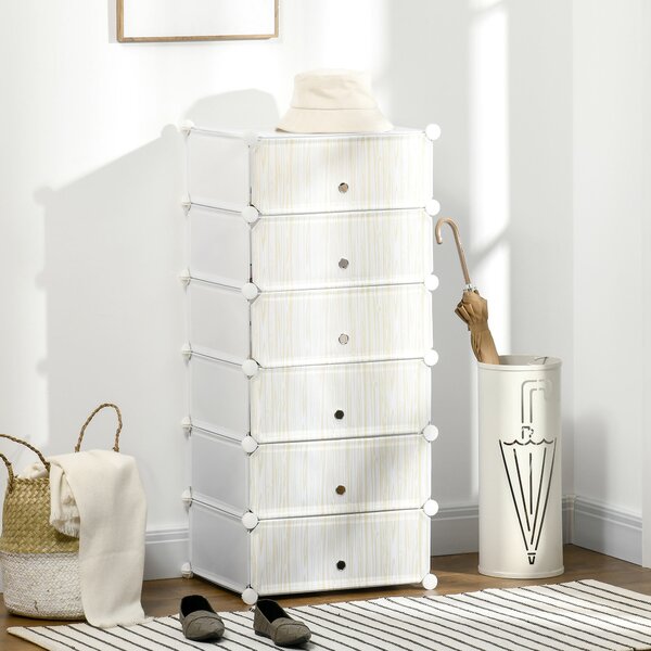 HOMCOM Mobilier Modular pentru Încălțăminte, 6 Cuburi Design Semicristal din PP și ABS, 45x35x17cm, Alb, Soluție Compactă | Aosom Romania
