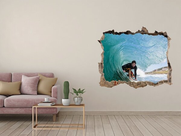 Autocolant de perete gaură 3D Surfing în ocean