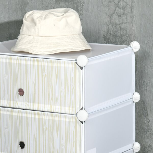 HOMCOM Mobilier Modular pentru Încălțăminte, 6 Cuburi Design Semicristal din PP și ABS, 45x35x17cm, Alb, Soluție Compactă | Aosom Romania