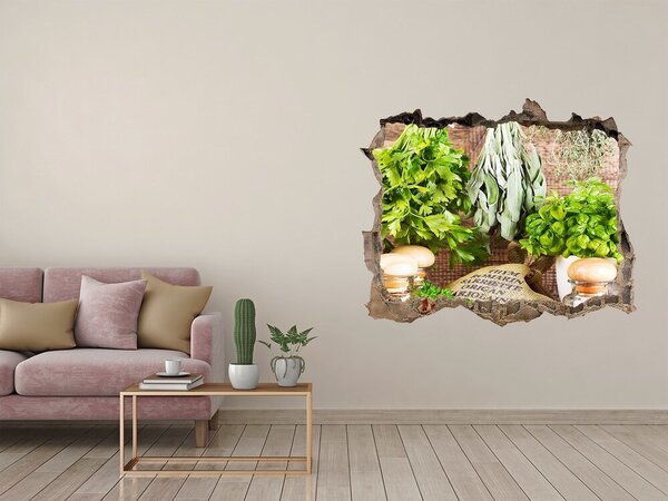 Fototapet 3D gaură în perete Bucătărie verde cu ierburi aromatice