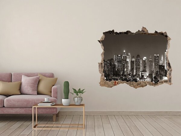 Fototapet un zid spart cu priveliște Orizontul New York-ului noaptea