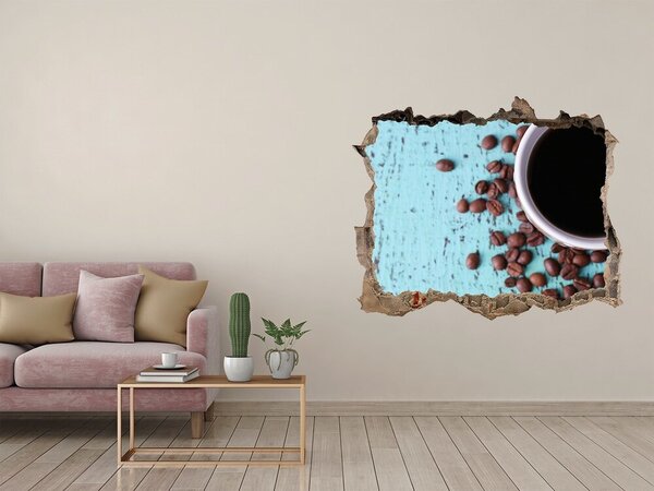 Autocolant de perete gaură 3D Un moment de relaxare la cafea