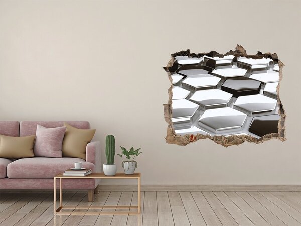 Fototapet un zid spart cu priveliște Hexagone moderne în beton