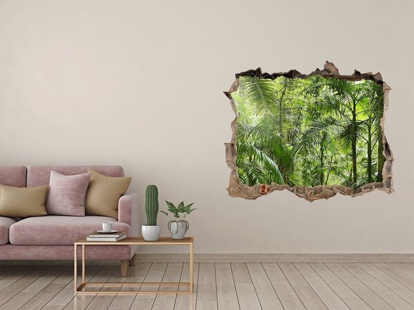 Fototapet un zid spart cu priveliște Jungla tropicală din spatele zidului