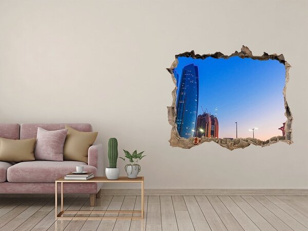 Fototapet 3D gaură în perete Oraș modern la apus