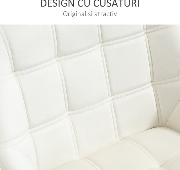 Fotoliu de design scandinav HOMCOM din lemn si catifea crem, pentru sufragerie/birou, 68,5x61x72,5cm | Aosom Romania
