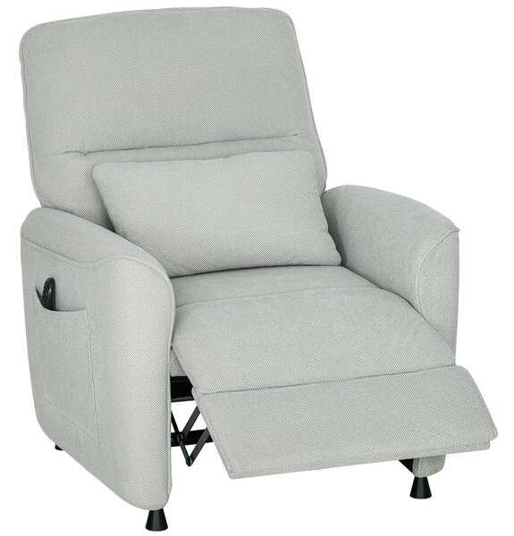 HOMCOM Fotoliu Relax Electric cu Masaj și Încălzire, Silențios, Reclinabil 150° în Cinilă cu Pernă, Funcție de Memorie, 2 Telecomenzi, Suport pentru Picioare pentru Living și Birou, Gri | Aosom Romania
