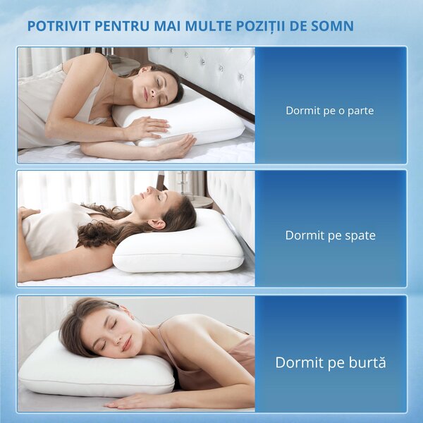 HOMCOM Pernă Memory Foam cu Husă Detașabilă 60x40x10 cm Crem | Aosom Romania