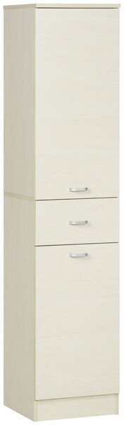 HOMCOM Dulap de Baie cu 2 Dulapuri, Sertar Central și Poliță Reglabilă pentru Depozitare și Organizare, 34x34x150 cm, Lemn Natural | Aosom Romania