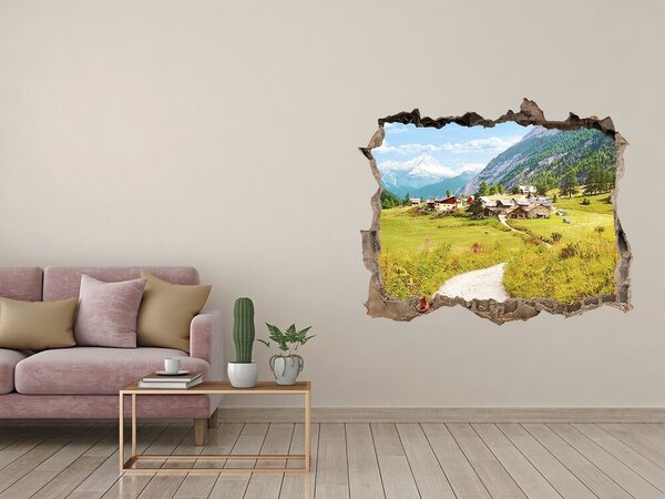 Fototapet 3D gaură în perete Un sat alpin printre munți