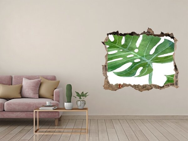 Fototapet un zid spart cu priveliște Monstera verde în beton