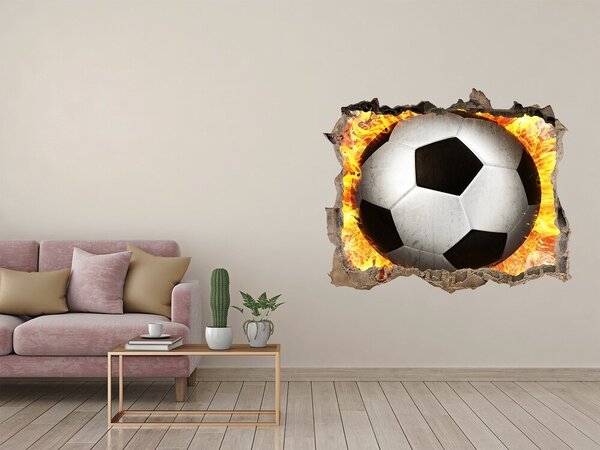 Autocolant 3D gaura cu priveliște Fotbal în flăcări