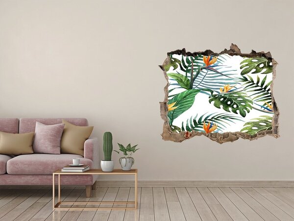 Autocolant gaură 3D Paradis tropical în spatele zidului