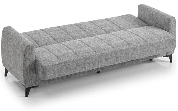 Canapea extensibila cu lada de depozitare living 215x85x90 cm – stofă, gri – Hilton