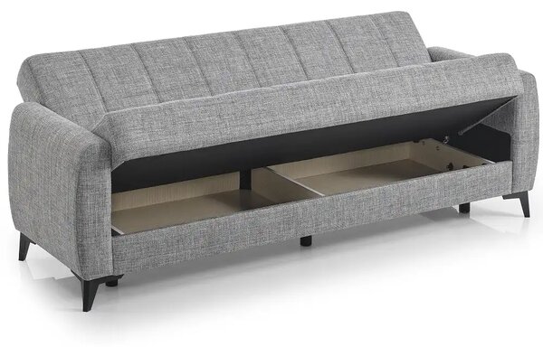 Canapea extensibila cu lada de depozitare living 215x85x90 cm – stofă, gri – Hilton