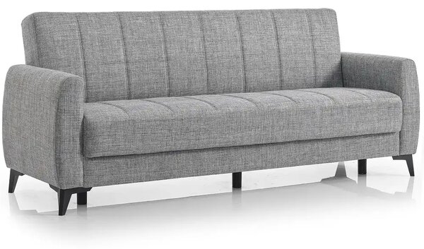 Canapea extensibila cu lada de depozitare living 215x85x90 cm – stofă, gri – Hilton