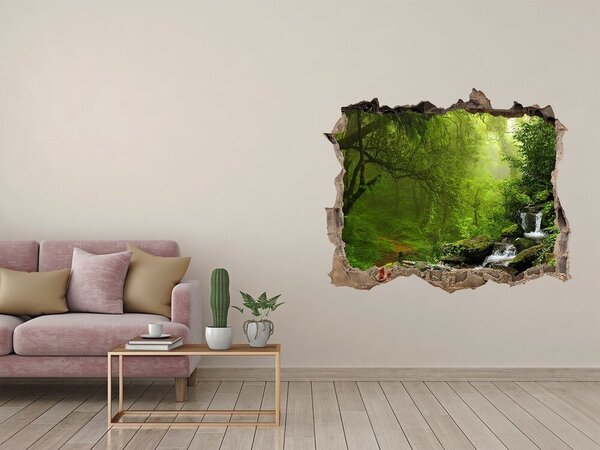Fototapet 3D gaură în perete Pădure verde cu o cascadă