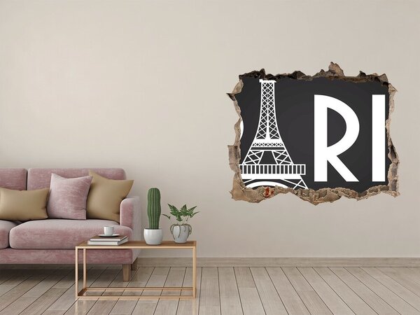 Autocolant gaură 3D Turnul Eiffel în ruine