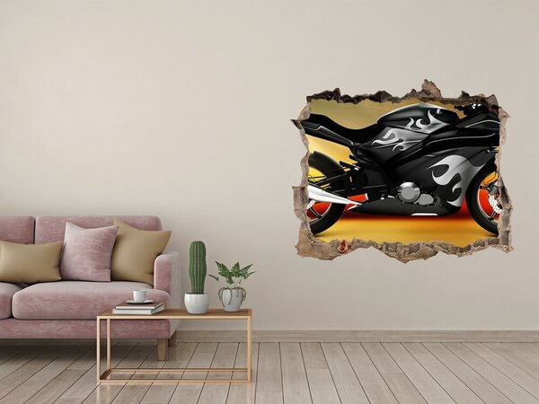 Autocolant gaură 3D Motocicletă în flăcări
