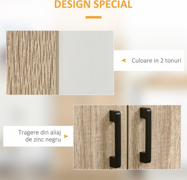 HOMCOM Dulap pentru Bucătărie cu 4 Rafturi Reglabile, 4 Uși și Dispozitiv Anti-Răsturnare, 80x40x182 cm, Lemn Natural | Aosom Romania