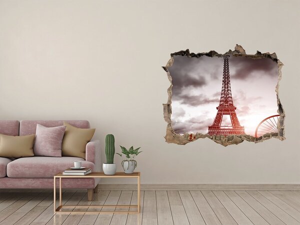 Fototapet un zid spart cu priveliște Turnul Eiffel din Paris