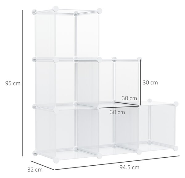 HOMCOM Dulap Modular pentru Pantofi, Transparent, 94,5x32x162cm, Soluție Ideală pentru Organizare | Aosom Romania