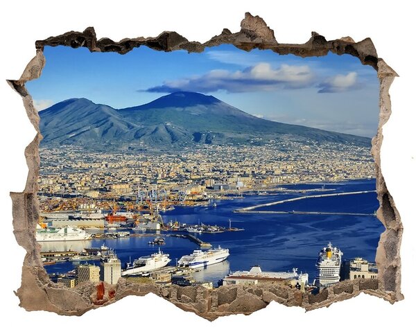 Autocolant un zid spart cu priveliște Vedere a orașului Napoli cu Vezuviul
