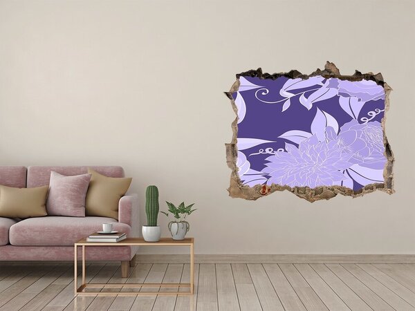 Autocolant un zid spart cu priveliște Motiv floral pe fundal violet