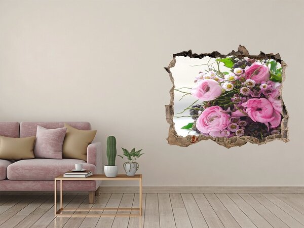 Fototapet 3D gaură în perete Buchet de flori „Gaură în perete”