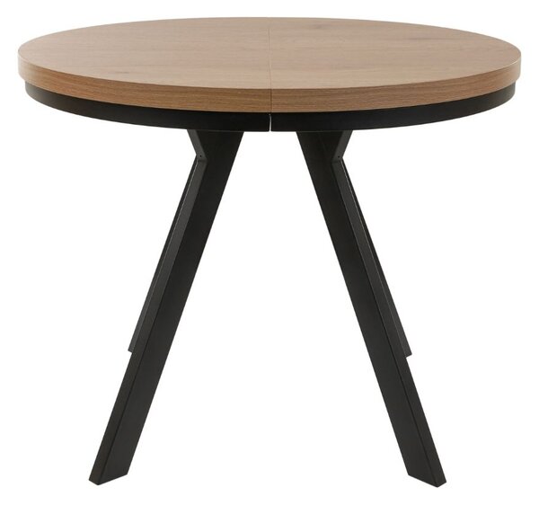 Masă de dining extensibilă Torino, stejar sălbatic/negru (90–190x90 cm)