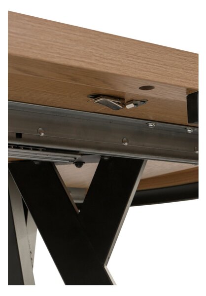 Masă de dining extensibilă Torino, stejar sălbatic/negru (90–190x90 cm)