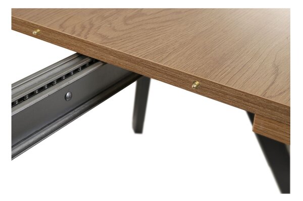 Masă de dining extensibilă Torino, stejar sălbatic/negru (90–190x90 cm)