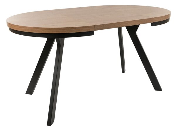 Masă de dining extensibilă Torino, stejar sălbatic/negru (90–190x90 cm)