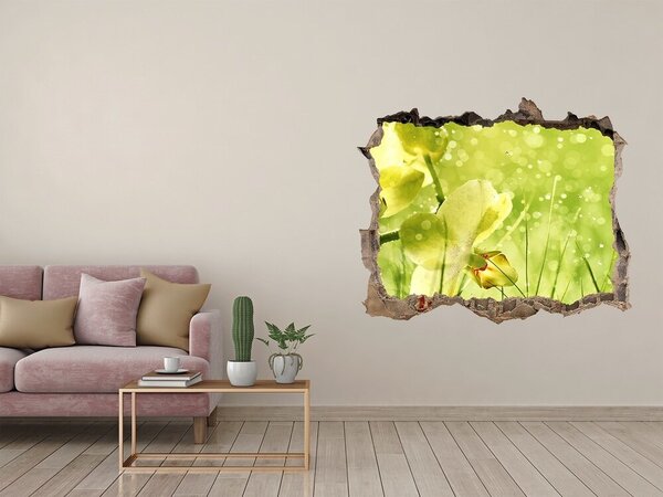 Autocolant de perete gaură 3D O oază florală în verdeață